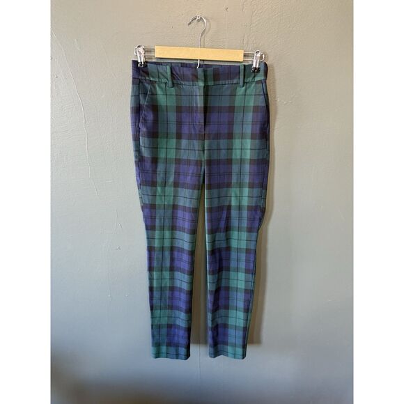 J. Crew Womens Green Plaid Chino Ruby Full Length Pants Size 2 - Picture 1 of 3